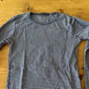 Brandy Melville Blue and White Striped Long Sleeve Tee